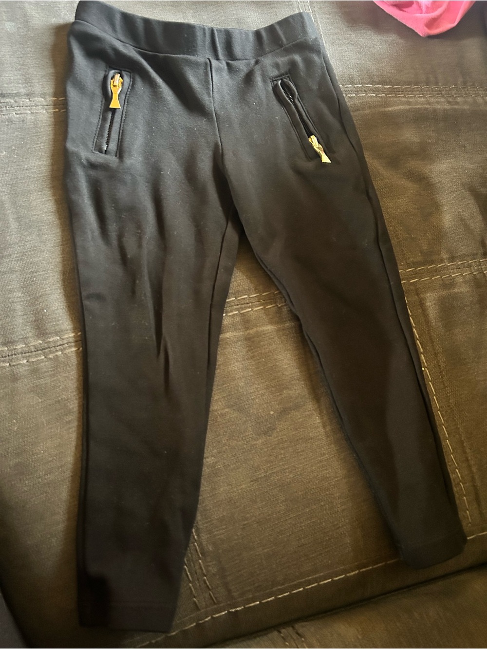kate spade Black Jogger Pants with Yellow Zipper Pulls
